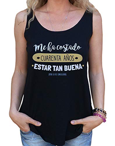 latostadora - Camiseta Cuarenta Anos para Mujer Negro XL