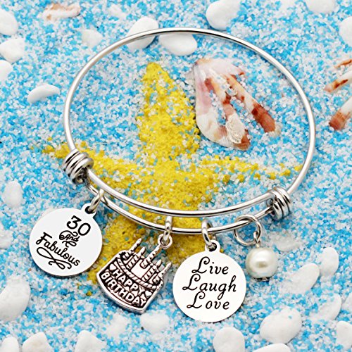 lauhonmin - Pulsera de regalo de cumpleaños para ella (13, 18, 21, 30, 40, 50, 60 y 30 años)
