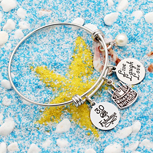lauhonmin - Pulsera de regalo de cumpleaños para ella (13, 18, 21, 30, 40, 50, 60 y 30 años)