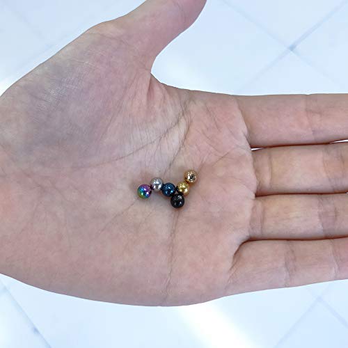 LAURITAMI 36pcs Bolas Piercing Reemplazo 16G 3mm Acero Inoxidable & Acrilico Labio Labret Barbell Joyas Cuerpo