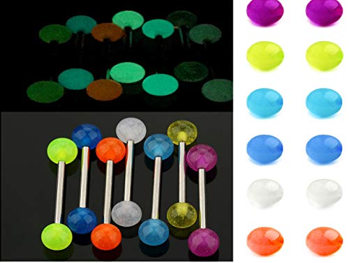 LAURITAMI 36pcs Piercing Lengua Bolas Reemplazo 5mm de Piercing Recambio 14G Plastico Ombligo Varios Estilos Joyas Cuerpo