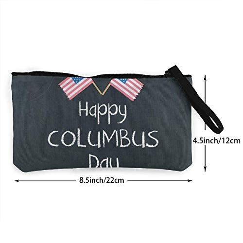 Lawenp Columbus Day Holiday 2018 Personalidad Mujeres Lindas 's Hombres' Bolsa de Lona Multiusos con Cremallera Bolsas de Maquillaje pequeñas de lonaCambio de lápiz Labial Tarjeta Monedero de Lona co