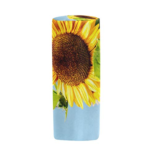 Lawenp Estuche para lápices amarillo con planta de girasol de verano para niños, niñas, estudiantes, bolígrafo, bolsa, bolsa de maquillaje redonda para la escuela