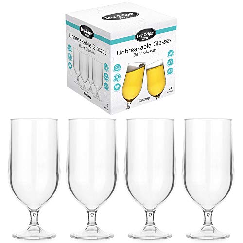 Lay-Z-Spa BWA0007 Vasos de Cerveza de plástico de policarbonato, Reutilizables y prácticamente irrompibles, Juego de 4, Transparente