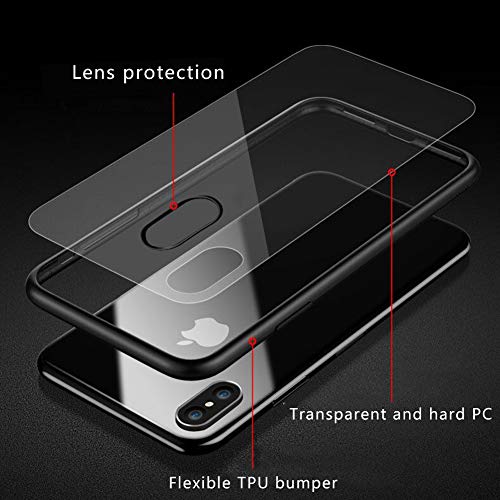 LAYJOY Funda iPhone XS, Funda iPhone X, Carcasa Ligera Silicona Negro Suave TPU Bumper y Transparente Duro PC Case Anti-Arañazos, Anti-Golpes Caso Cover 5.8'' - Clear