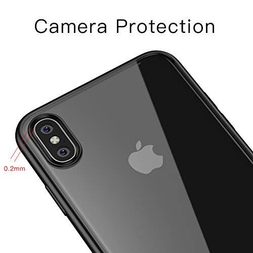 LAYJOY Funda iPhone XS, Funda iPhone X, Carcasa Ligera Silicona Negro Suave TPU Bumper y Transparente Duro PC Case Anti-Arañazos, Anti-Golpes Caso Cover 5.8'' - Clear