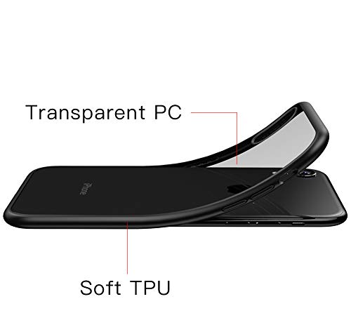 LAYJOY Funda iPhone XS, Funda iPhone X, Carcasa Ligera Silicona Negro Suave TPU Bumper y Transparente Duro PC Case Anti-Arañazos, Anti-Golpes Caso Cover 5.8'' - Clear