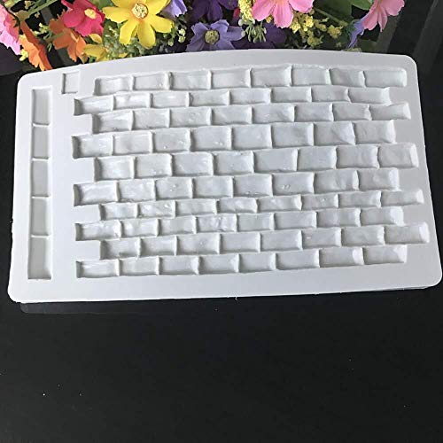 Lcjtaifu Piedra de Pared Molde de Silicona Estilo de Pared de ladrillo Molde for Hornear Fondant Herramienta de decoración de Pasteles Pasta de Goma de Chocolate Molde de Sugarcraft Decoración