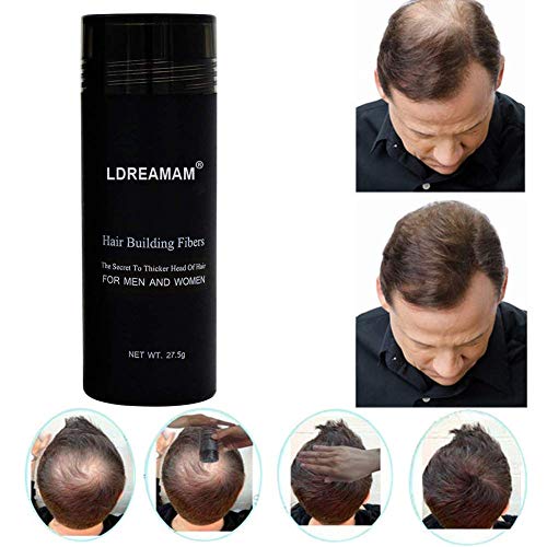 LDREAMAM Fibras Capilares,Fibra de Cabello,Hair Building Fibers,Hair Loss Concealer,Fibre Construcción de pelo Fibras de Cabello Naturales Negro 27.5g