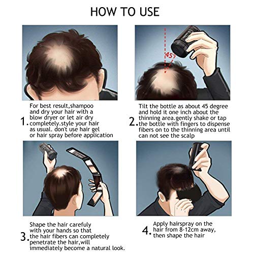 LDREAMAM Fibras Capilares,Fibra de Cabello,Hair Building Fibers,Hair Loss Concealer,Fibre Construcción de pelo Fibras de Cabello Naturales Negro 27.5g