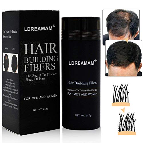 LDREAMAM Fibras Capilares,Fibra de Cabello,Hair Building Fibers,Hair Loss Concealer,Fibre Construcción de pelo Fibras de Cabello Naturales Negro 27.5g