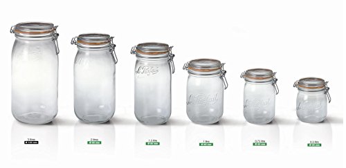 Le Parfait 3219002 Tarro hermeticos, 1 l, transparente, pack de 6