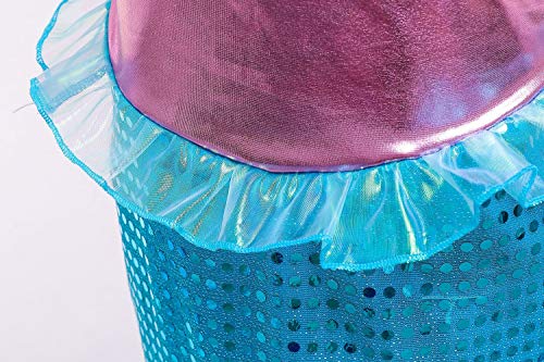 Le SSara Vestido de Fiesta de Lentejuelas de Disfraces de Princesa Ariel para Niñas con Accesorios para Niños (120(5-6 años), D76+Pur1)