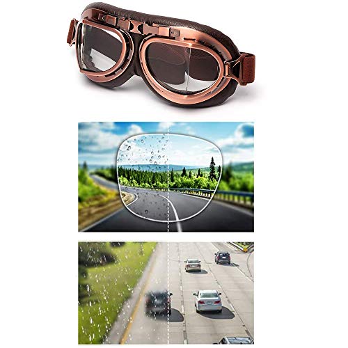 LEAGUE&CO - Gafas de motocicleta de diseño retro, gafas para piloto, gafas de protección, gafas de aviador, gafas para casco, transparente