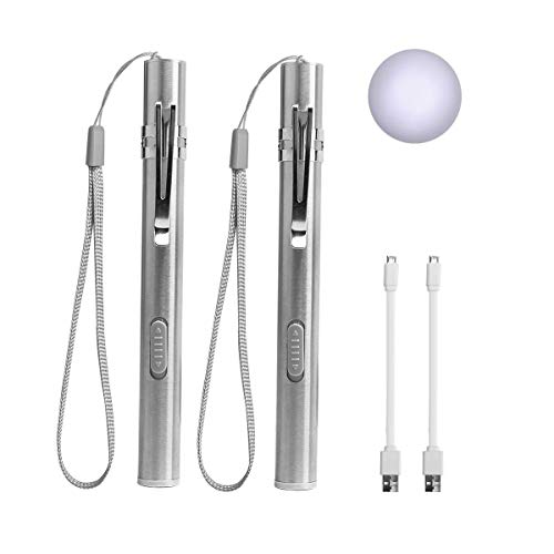 LEAGY Lumières de stylo pour les infirmières Lampe de poche rechargeable par USB Lampes de poche 2 lampes blanches pour étudiants en médecine