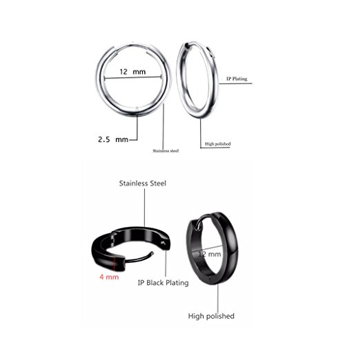 Leaptech Pendientes de Acero Inoxidable para Hombre Pendientes de aro Pendientes(A2)
