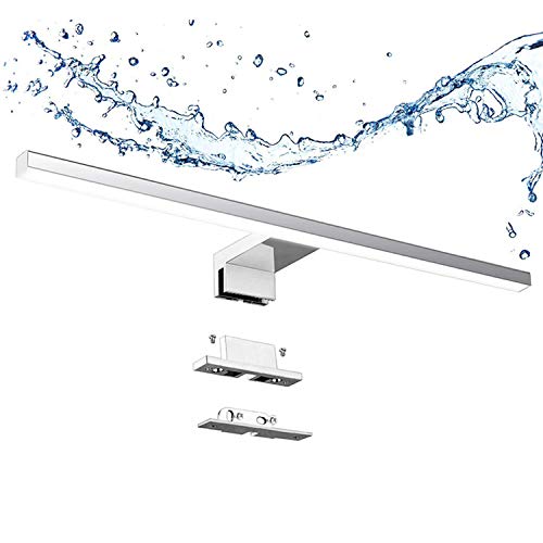 Led Espejo Luz Baño 10W 820LM 60cm 230V 4000K,Aogled Lámpara de Acero Inoxidable 3en1 IP44 Clase II,Diseño Delgado,Sin Parpadeo,Espejo No Regulable Frente/Gabinete/Iluminación de Pared Neutro Blanco