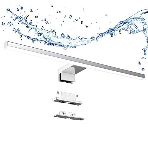 Led Espejo Luz Baño 10W 820LM 60cm 230V 4000K,Aogled Lámpara de Acero Inoxidable 3en1 IP44 Clase II,Diseño Delgado,Sin Parpadeo,Espejo No Regulable Frente/Gabinete/Iluminación de Pared Neutro Blanco