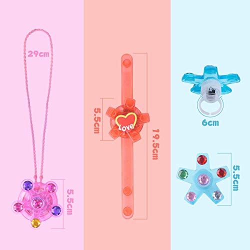 LED Favores de Fiesta Halloween para Niños Pulseras Luminosas Anillos Luminosos Collares para Niños Juguete Luminoso Premio para Estudiantes, Artículo de Cumpleaños, Suministro de Navidad, 18 Piezas