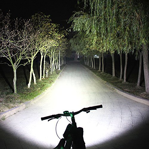 LED Luz Blanco Camping,Linterna LáMPARA para bicicletas bici CREE XM-L U2 - Luz LED frontal para manillar de bicicleta (2 focos, 5000 Lumens, 4 modos) con Llavero Linterna
