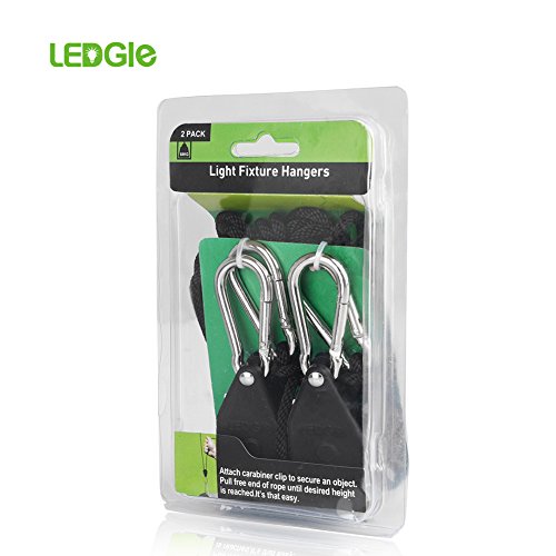 LEDGLE 2 Pares de 1/8"Heavy Duty Rope Ratchet Clip Hanger, Engranajes Internos de Mmetal Pintados en Plata Mejorados, 1.83M de Largo, Capacidad de 68KG Por Par