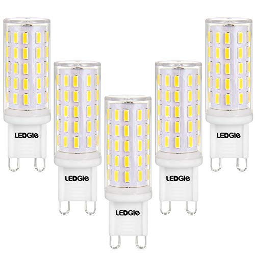 LEDGLE Bombillas LED G9 6W, No Regulable 54LEDs Blanco Frío 6000K Sin Parpadeo, 60W Bombilla Halógena Equivalente, Pack de 5