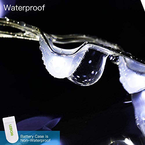 LEDGLE Guirnalda LED Pilas Cadena de Luces, 3M 30 LEDs Blanco Frío 6000K, Luces de Hadas IP67 Impermeable para Navidad, Ventana, Boda, Fiesta, Decoración, Habitacion, 14 Piezas