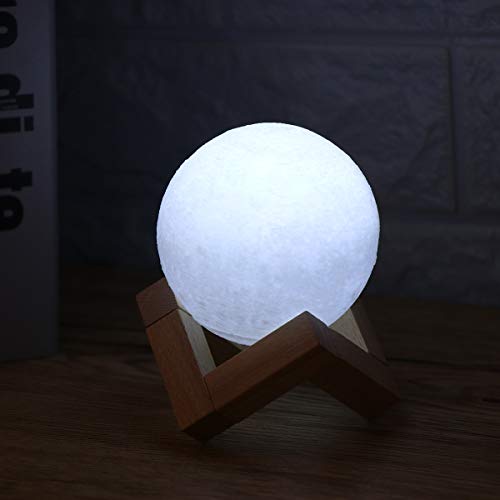 LEDMOMO Luz de Luna de Impresión 3D Luz Noctura Control USB de carga 8cm Decoración para Casa Habitación