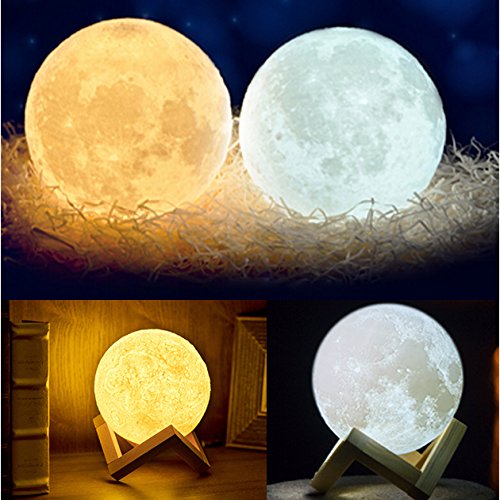 LEDMOMO Luz de Luna de Impresión 3D Luz Noctura Control USB de carga 8cm Decoración para Casa Habitación