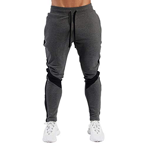 LeerKing Joggers Pantalones Deportivos para Hombre Niños Deportivo Pantalon Lana Cálido Largo Pantalones con Cordón para Gimnasio, Fitness, Running, Ciclismo, Ropa de Hogar, Gris Oscuro L