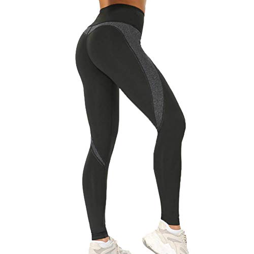 Leggings de entrenamiento, Leggings de yoga para mujeres, Pantalones de chándal Spandex, Gimnasio Fitness. (Negro A Largo, S)