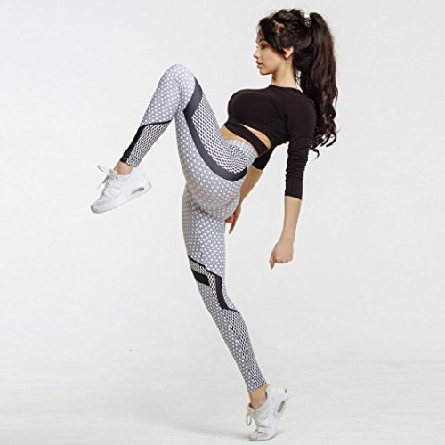 Leggings Yoga Mujer, Leggings Deporte Mujer Cintura Alta Mallas Yoga Mujer Leggins Polainas de Fitness de Yoga Running Gym Stretch Pantalones Deportivos Mujer Push up (Gris, L)