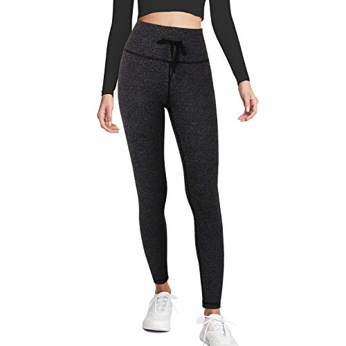 Leggins Mujer,Ropa Deportiva Mujer,Mallas de Deporte de Mujer,Pantalones Mujer,Pantalón Deportivo para Mujer,Cintura Alta Pantalones Deportivos para Running,Estiramiento,Yoga (Gris- con cordón, XL)