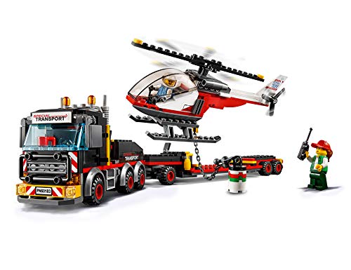 LEGO City Great Vehicles - Camión de Transporte de Mercancías Pesadas, Juguete de Construcción con Helicóptero para Niños y Niñas de 5 a 12 Años, Incluye Minifiguras (60138)