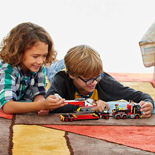LEGO City Great Vehicles - Camión de Transporte de Mercancías Pesadas, Juguete de Construcción con Helicóptero para Niños y Niñas de 5 a 12 Años, Incluye Minifiguras (60138)