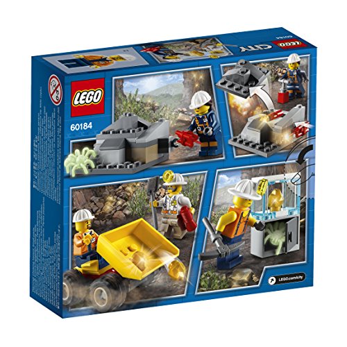 LEGO City - Mina: Equipo, Juguete Creativo de Construcción de Grupo de Mineros con Muñeco de Araña que Brilla en la Oscuridad para Niños y Niñas de 5 a 12 Años, Incluye Minifiguras (60184)