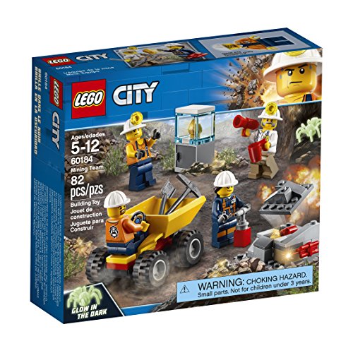 LEGO City - Mina: Equipo, Juguete Creativo de Construcción de Grupo de Mineros con Muñeco de Araña que Brilla en la Oscuridad para Niños y Niñas de 5 a 12 Años, Incluye Minifiguras (60184)
