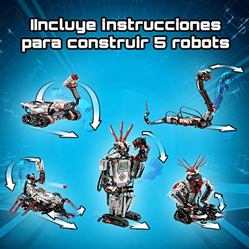 LEGO Mindstorms - EV3, Set de Robots de Juguete 5 en 1 Programables con Servo Motor y Bluetooth, Kit para Aprender a Programar para Niñas y Niños (31313)