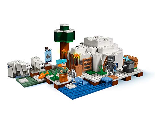 LEGO Minecraft - El Iglú Polar, Juguete de Construcción Creativo del Videojuego de Aventuras de Niños y Niñas de más de 8 Años, Incluye Muñecos (21142)