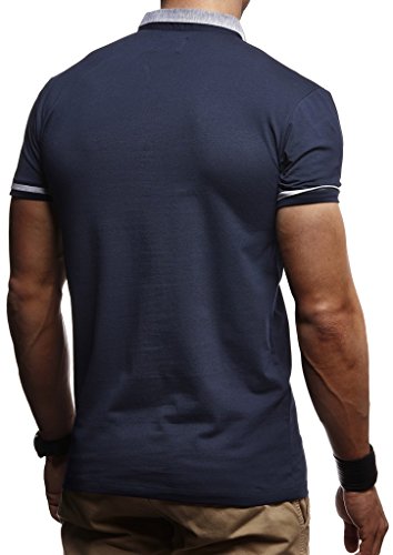 Leif Nelson Camiseta de los Hombres del Polo LN-1280 Azul Oscuro Medium
