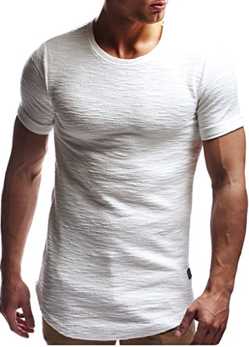 Leif Nelson Camiseta para Hombre con Cuello Redondo LN-6324 Color Crudo Small