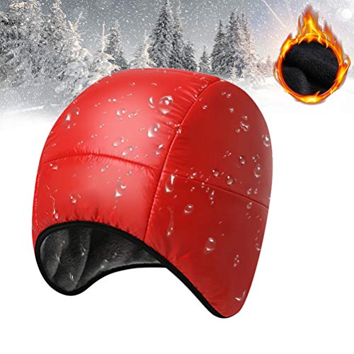 Leikance - Gorro con orejera, ligero, resistente al viento, impermeable, para ciclismo, senderismo, deportes al aire libre, Unisex adulto, color rojo, tamaño Talla única