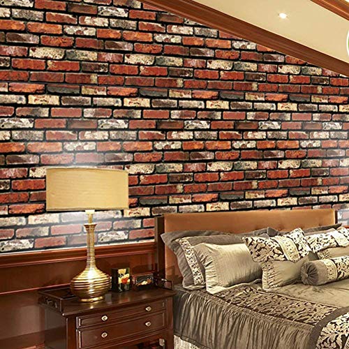 Leisu 3D ladrillo papel pintado Diseño Creativo Wallpaper adhesivo de pared removible pelar y pegar Para el Hogar Y Embellecimiento De La Pared Buenos Productos 45x200 cm (1, A1)