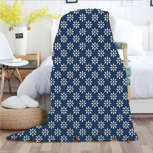 Leisure-Time Indigo, Mantas, Imagen Inspirada en Azulejos de la casa Griega Antigua Margarita primaveral como Detalles Florales