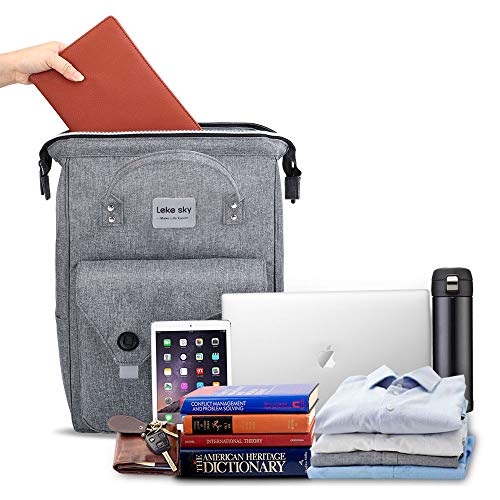 Lekesky Mochila Antirrobo Impermeable, Mochila para Portátil 15,6 Pulgadas Unisexo, Multifuncional Mochila Portátil para Negocio, Viaje, Trabajo - Gris