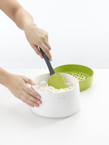 Lékué Recepiente para cocinar arroz, Silicona, Verde, 13.1 cm