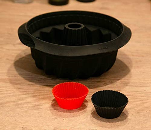 Lékué Savarin Hondo Negro Molde Silicona, 22 cm