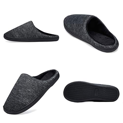 LeKuni Mujer y Hombre Espuma Memory Zapatillas de Interior Zapatos Antideslizantes Zapatillas de casa Ultraligero, Negro, Talla 44/45 EU