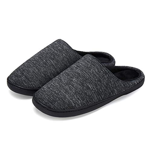 LeKuni Mujer y Hombre Espuma Memory Zapatillas de Interior Zapatos Antideslizantes Zapatillas de casa Ultraligero, Negro, Talla 44/45 EU