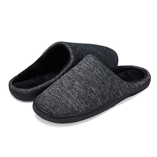 LeKuni Mujer y Hombre Espuma Memory Zapatillas de Interior Zapatos Antideslizantes Zapatillas de casa Ultraligero, Negro, Talla 44/45 EU